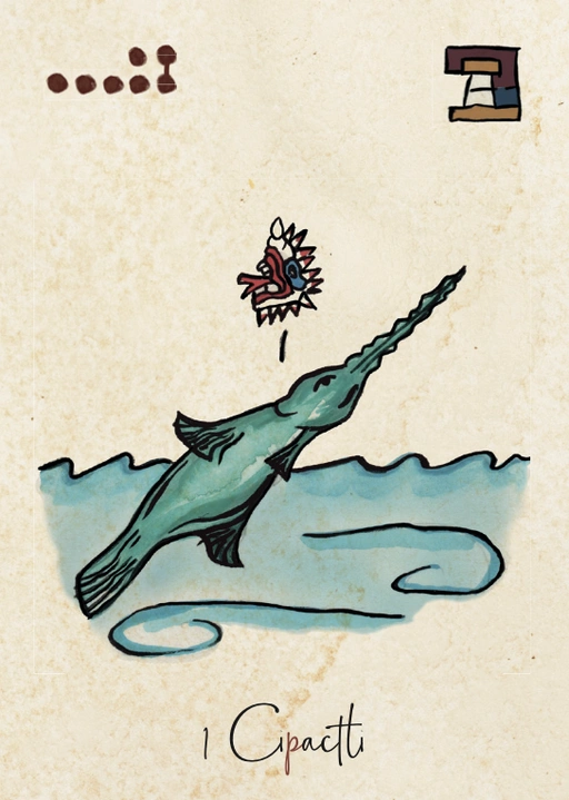 Carte Cipactli, premier signe du Tonalpohualli dans le calendrier aztèque