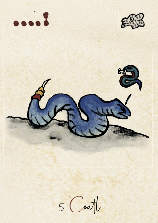 Carte Coatl, cinquième signe du Tonalpohualli dans le calendrier aztèque