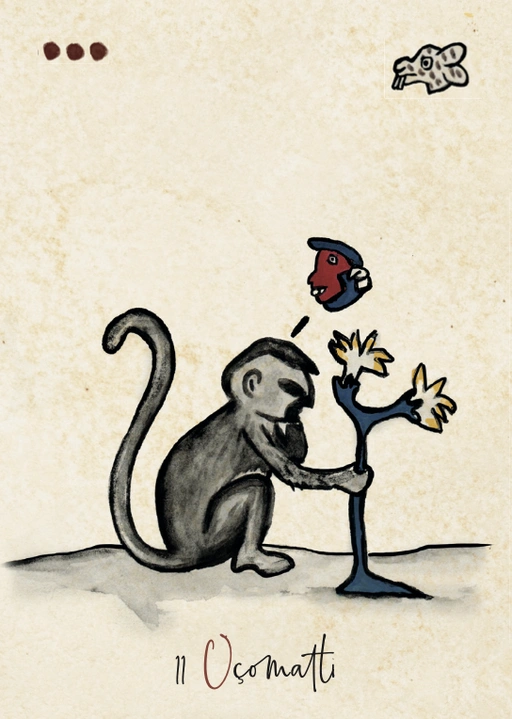 Carte Ozomatli, onzième signe du Tonalpohualli dans le calendrier aztèque