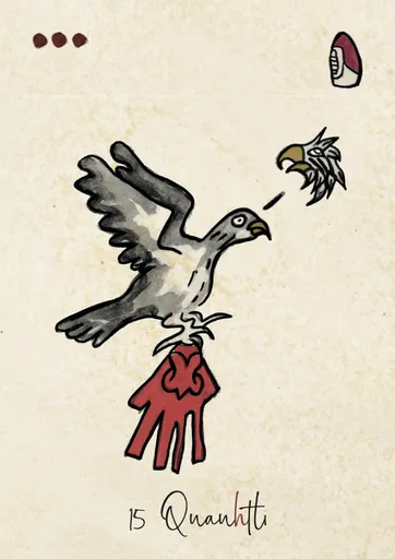 Carte Quauhtli, quinzième signe du Tonalpohualli dans le calendrier aztèque