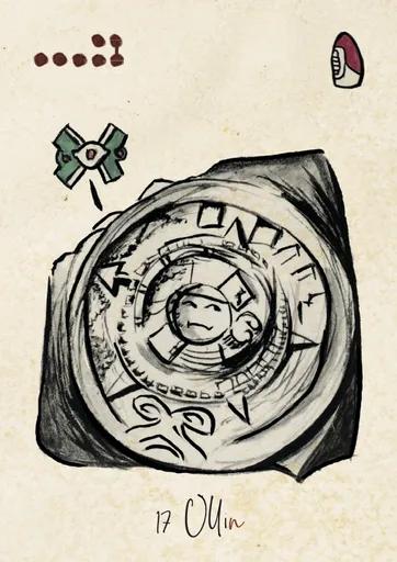 Carte Ollin, dix-septième signe du Tonalpohualli dans le calendrier aztèque