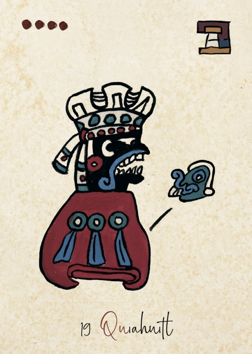 Carte Quiahuitl, dix-neuvième signe du Tonalpohualli dans le calendrier aztèque