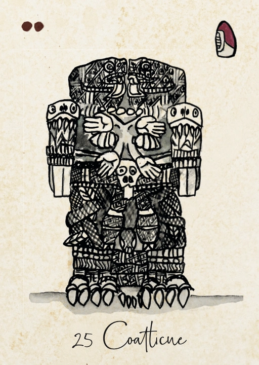 Carte Coatlicue, déesse-mère et figure tellurique du panthéon mexica dans la Tonalpedia