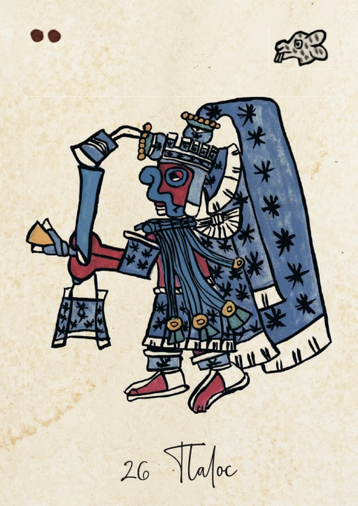Carte Tlaloc, dieu de la pluie et des orages dans la Tonalpedia
