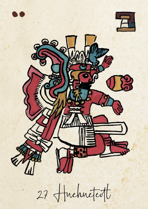 Carte Huehueteotl, dieu ancien du feu dans la Tonalpedia