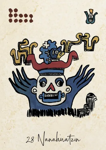 Carte Nanahuatzin, divinité sacrificielle liée à la naissance du Soleil dans la Tonalpedia