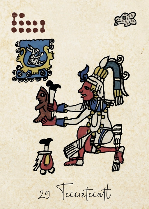 Carte Tecciztecatl, divinité lunaire liée à la naissance du Soleil dans la Tonalpedia