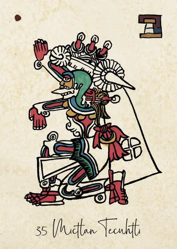 Carte Mictlan Tecuhtli, seigneur du monde des morts dans la Tonalpedia