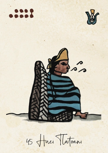 Carte Huei Tlatoani, figure du souverain suprême dans la Tonalpedia