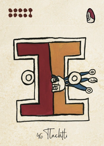 Carte Tlachtli, jeu rituel mésoaméricain et symbole d’équilibre cosmique dans la Tonalpedia