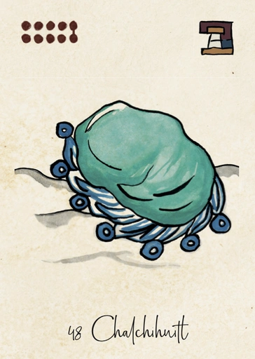 Carte Chalchihuitl, symbole du jade et de la préciosité dans la Tonalpedia